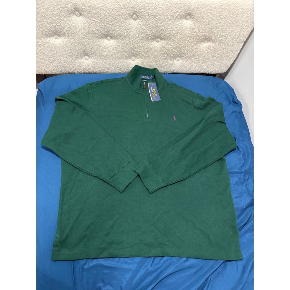 Polo Ralph Lauren Estate Rib Quarter Zip Pullover Green XL NWT